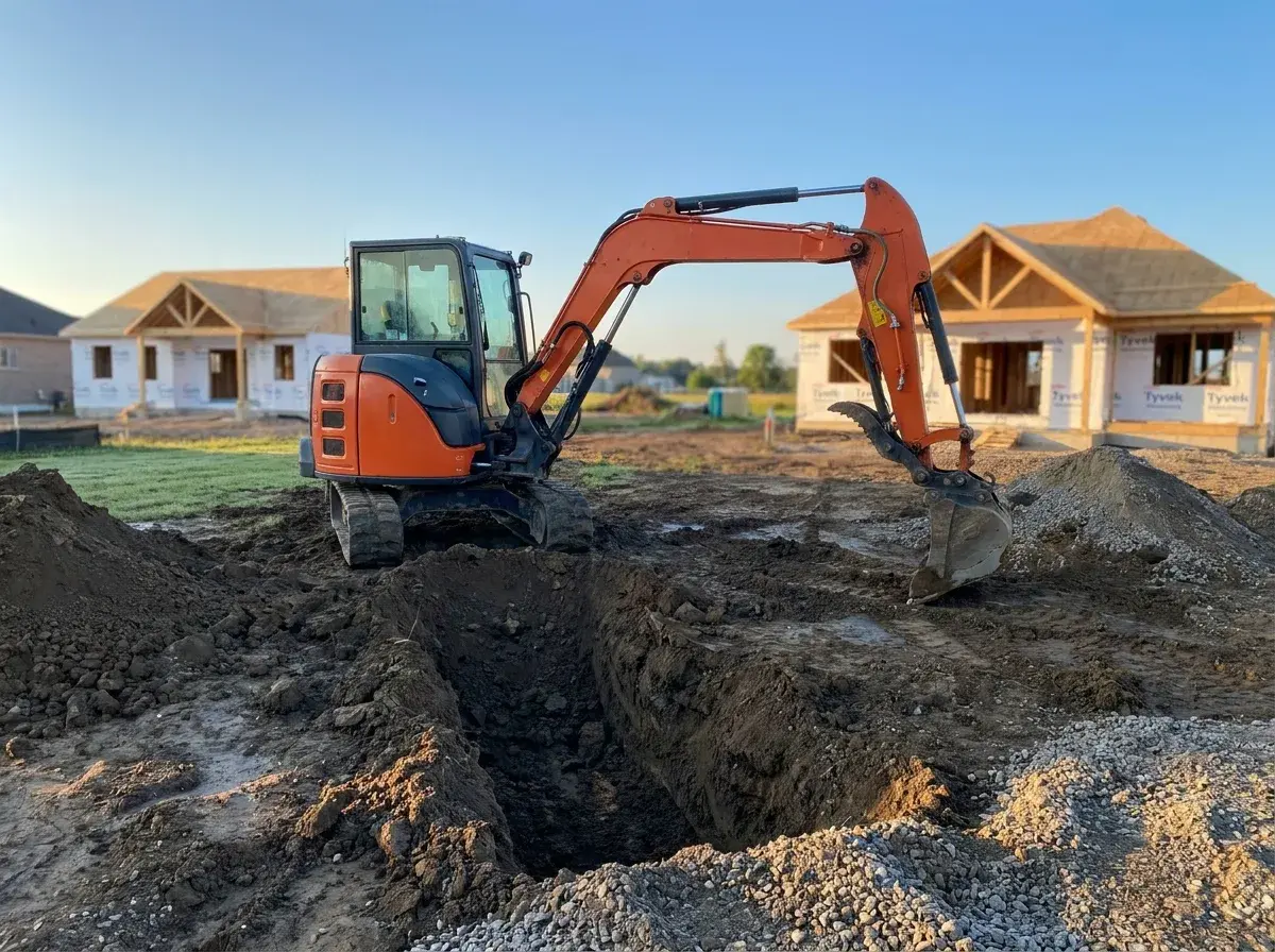 Compact excavator working on a GTA jobsite
